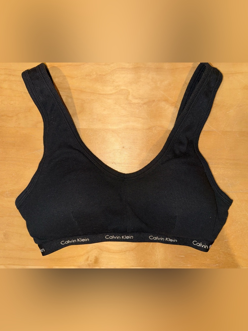 Calvin Klein Black Ribbed Scoop-Neck Bralette